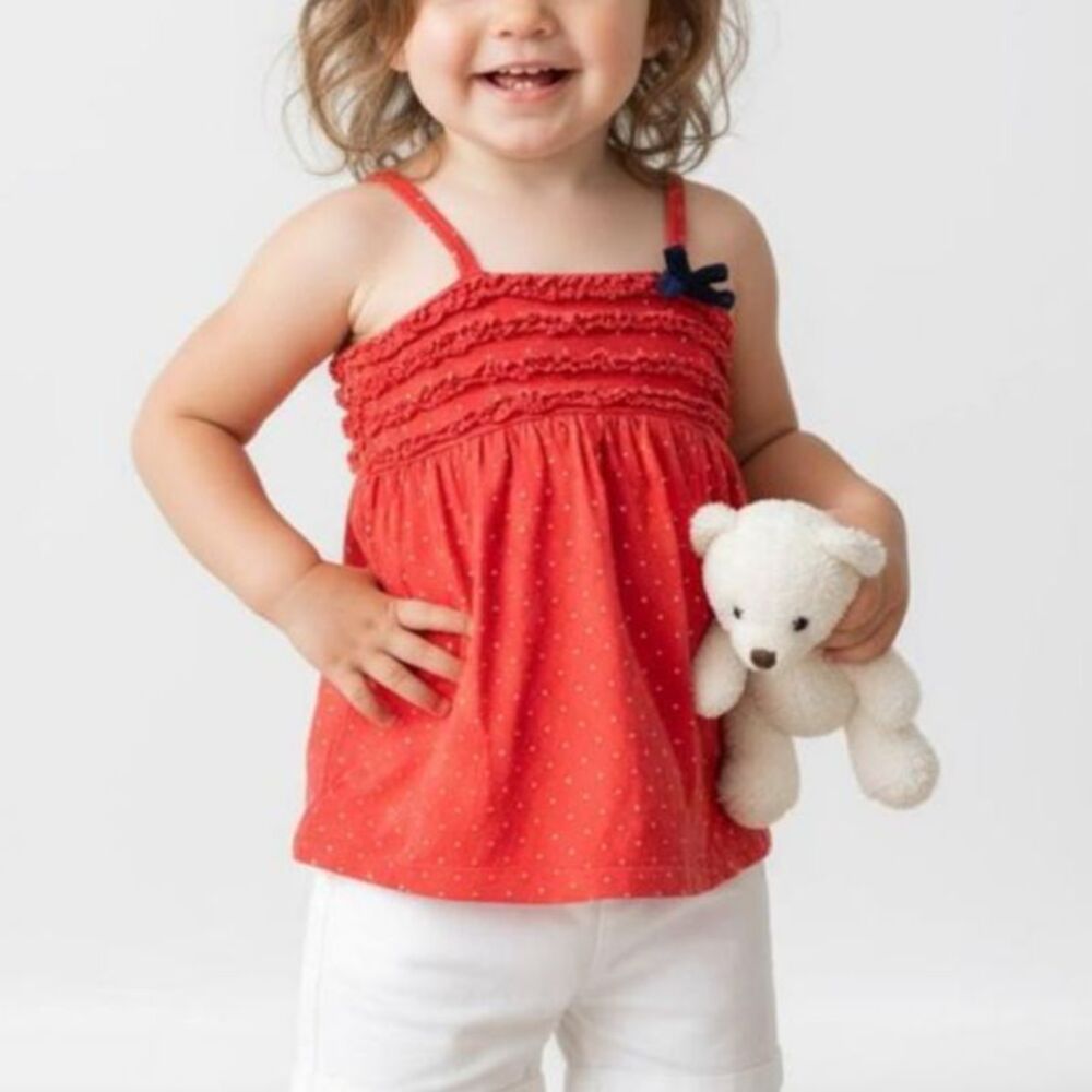sz 2T Girls Red White & Blue Labor Day American Cotton Summer Halter Dress